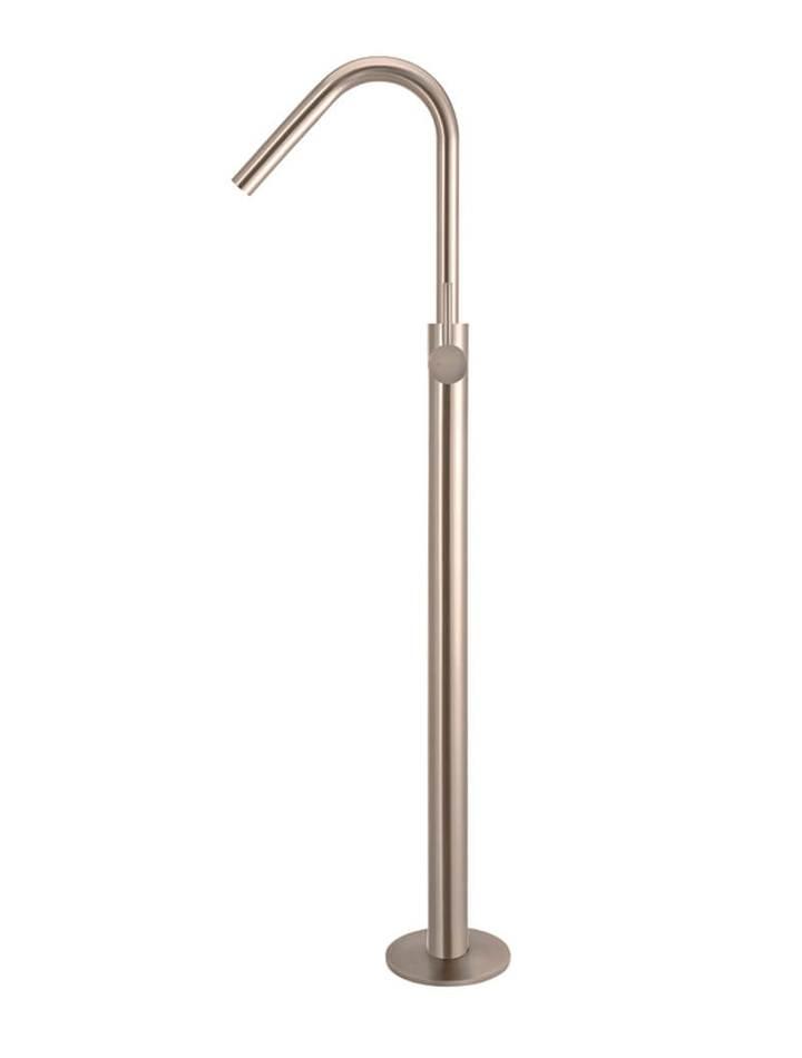 Meir Freestanding Round Bath Mixer With Hand Spray - Champagne - Burdens Plumbing