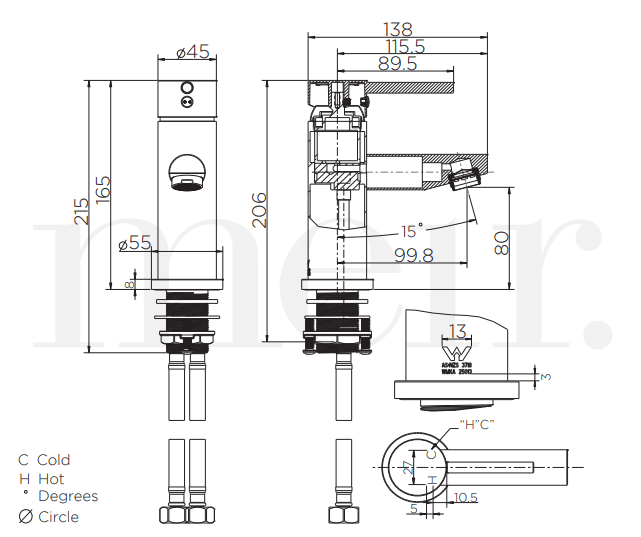 Meir Round Champagne Basin Mixer - Burdens Plumbing