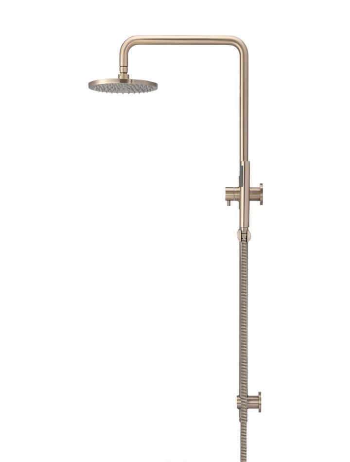 Meir Round Combination Shower Rail 200mm Rose & Hand Shower - Champagne - Burdens Plumbing