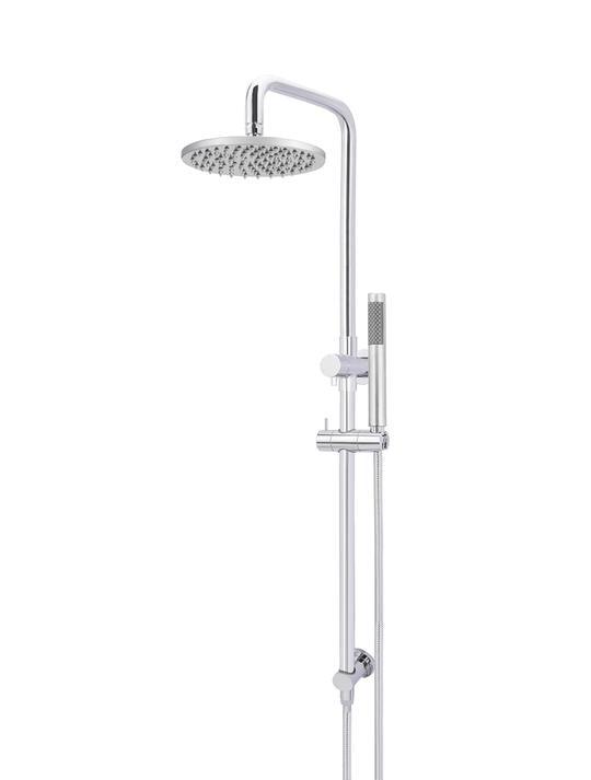 Meir Round Combo Shower Rail 200mm Rose 3-Function Hand Shower Polished Chrome - Burdens Plumbing