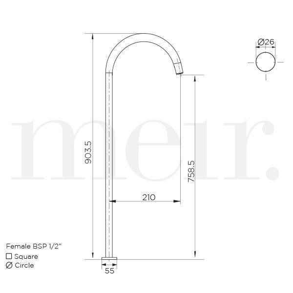 Meir Round Freestanding Bath Filler Brushed Nickel - Burdens Plumbing