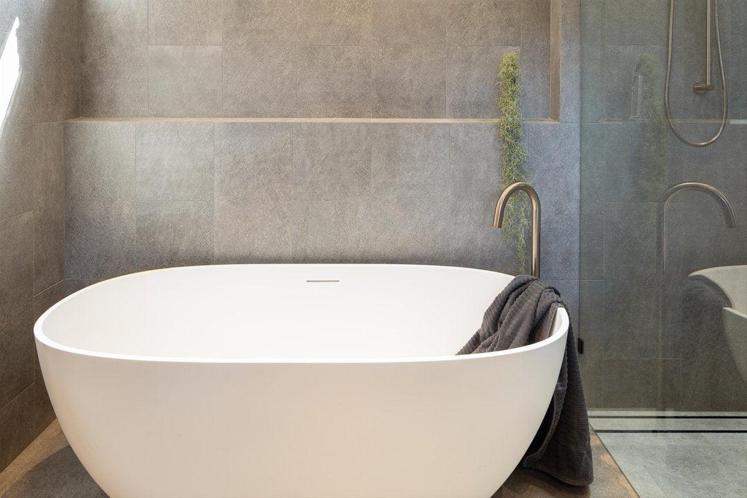 Meir Round Freestanding Bath Filler - Champagne - Burdens Plumbing