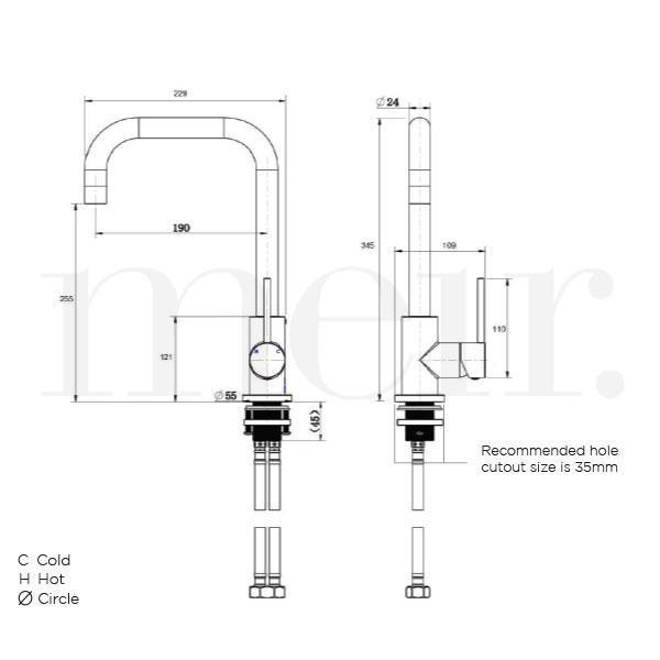 Meir Round Kitchen Mixer Brushed Nickel - Burdens Plumbing