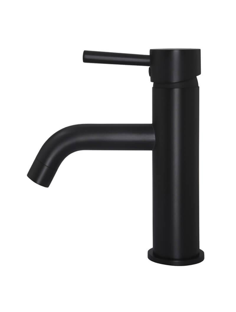 Meir Round Matte Black Basin Mixer With Curved Spout - Burdens Plumbing