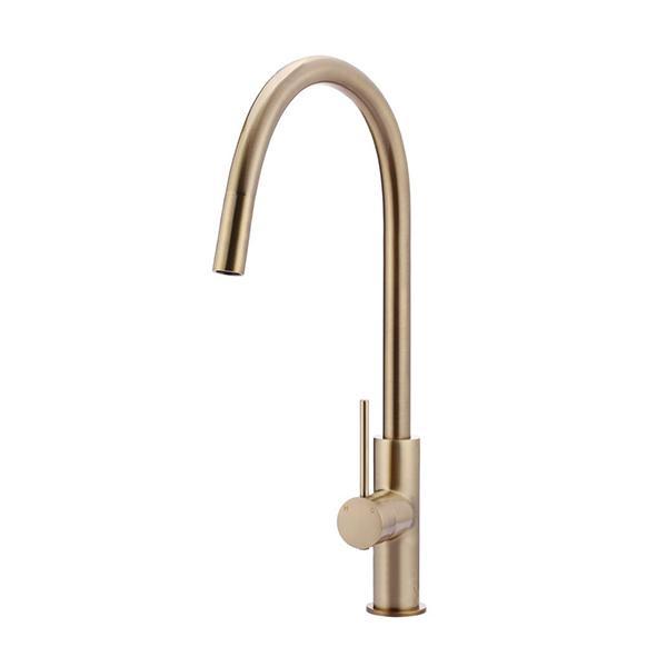 Meir Round Piccola Pull Out Kitchen Mixer Tap Champagne - Burdens Plumbing