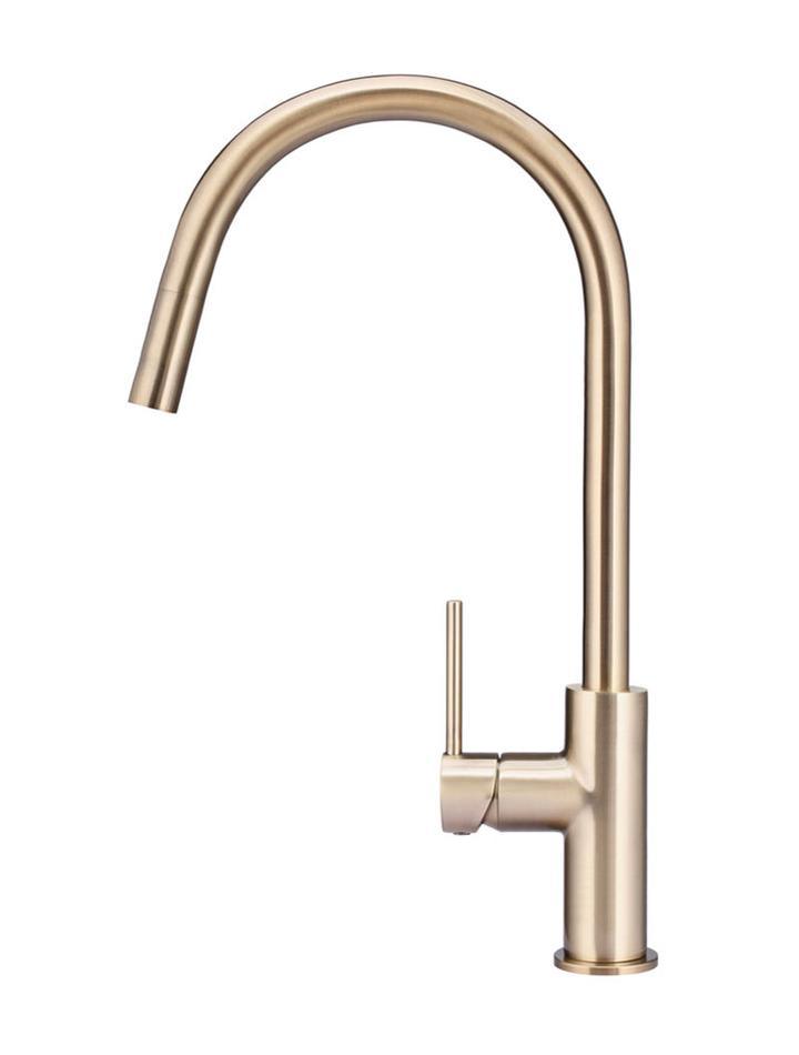 Meir Round Piccola Pull Out Kitchen Mixer Tap Champagne - Burdens Plumbing
