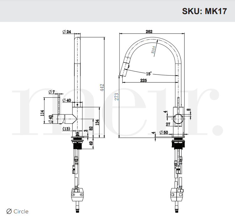 Meir Round Piccola Pull Out Kitchen Mixer Tap Champagne - Burdens Plumbing