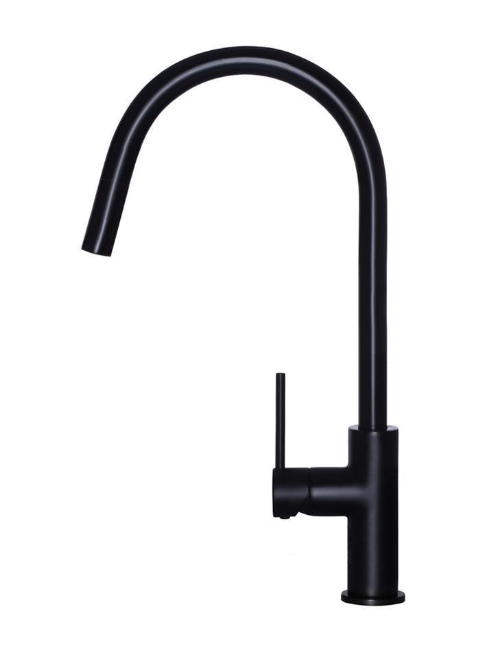 Meir Round Piccola Pull Out Kitchen Mixer Tap Matte Black - Burdens Plumbing