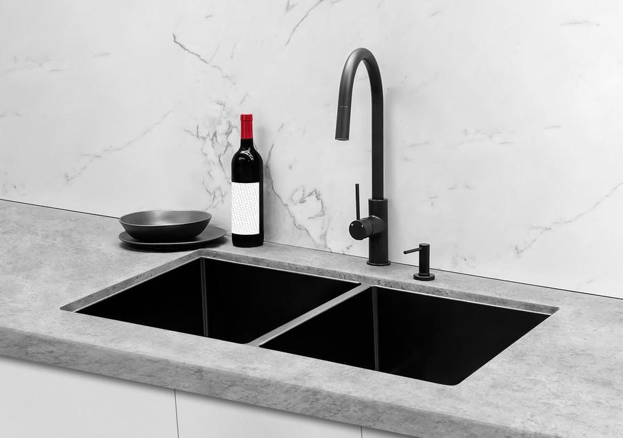 Meir Round Piccola Pull Out Kitchen Mixer Tap Matte Black - Burdens Plumbing