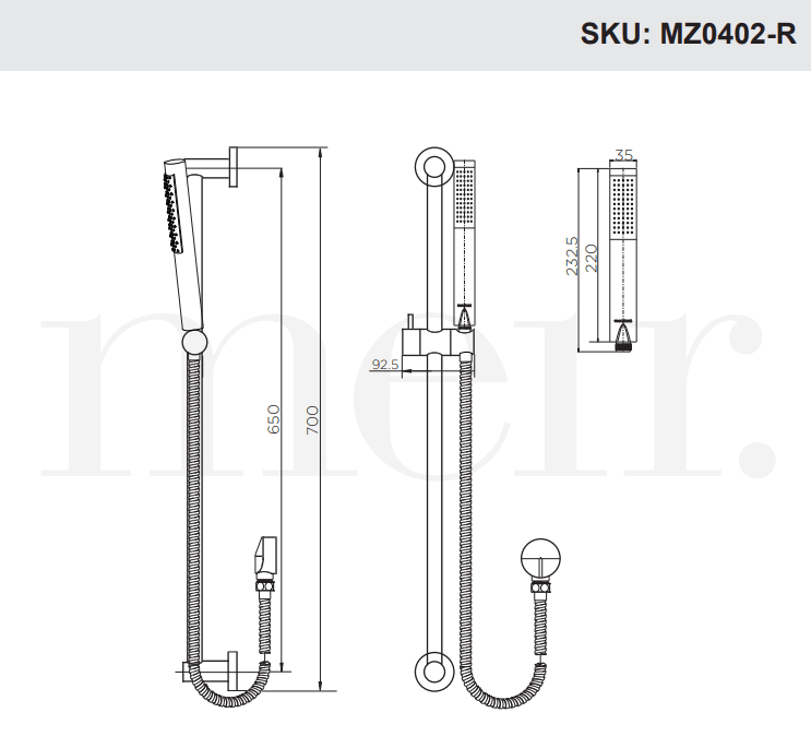 Meir Round Shower On Rail - Champagne - Burdens Plumbing