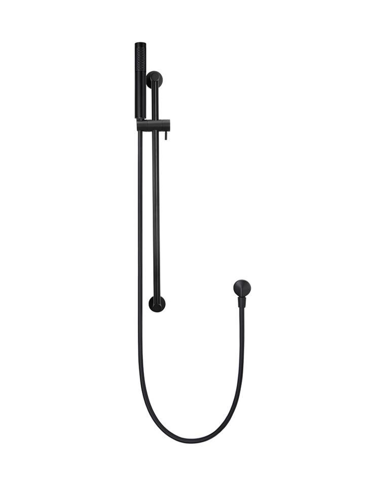 Meir Round Shower On Rail - Matte Black - Burdens Plumbing