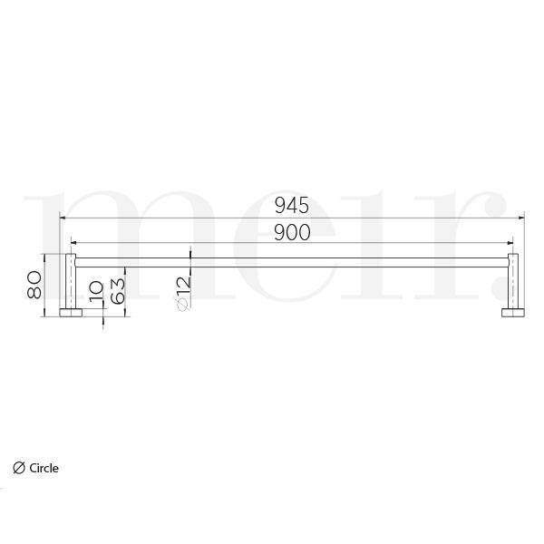 Meir Round Single Towel Rail Brushed Nickel 900mm - Burdens Plumbing