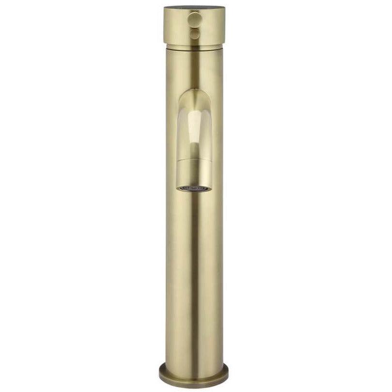 Meir Round Tall Tiger Bronze Basin Mixer With Curved Spout - Burdens Plumbing