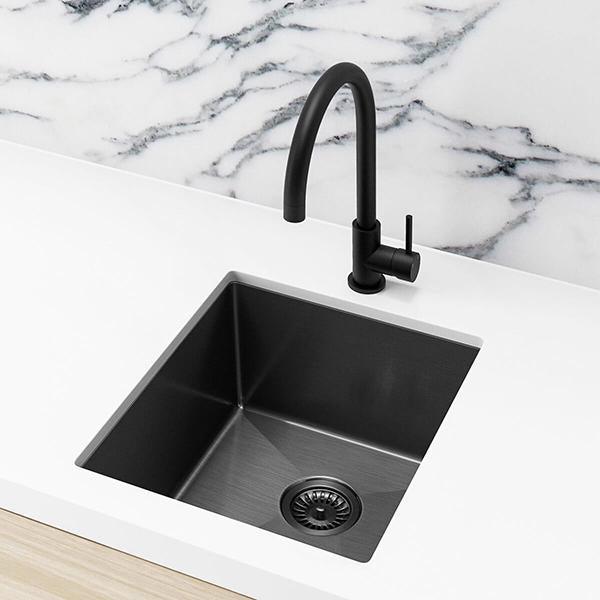 Meir Single Bowl Pvd Kitchen Sink 440mm - Brushed Gun Metal - Burdens Plumbing