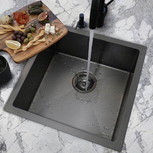 Meir Single Bowl Pvd Kitchen Sink 440mm - Brushed Gun Metal - Burdens Plumbing