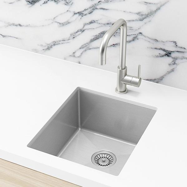 Meir Single Bowl Pvd Kitchen Sink 440mm - Brushed Nickel - Burdens Plumbing