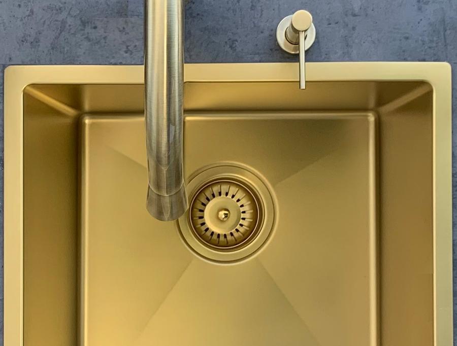 Meir Single Bowl Pvd Kitchen Sink 450mm - Brushed Bronze Gold - Burdens Plumbing