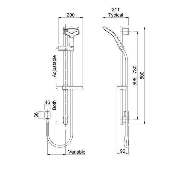Methven Aurajet Rua Rail Shower - Burdens Plumbing