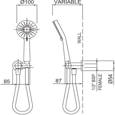 Methven Krome 100 3 Function Hand Shower - Burdens Plumbing