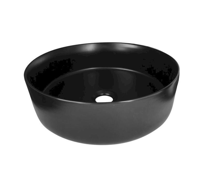 Mini Siera Round Slimline Ceramic Vessel Basin Matt Black - Burdens Plumbing