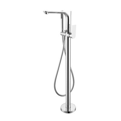 Nero Bianca Floor Standing Bath Mixer Brushed Nickel - Burdens Plumbing