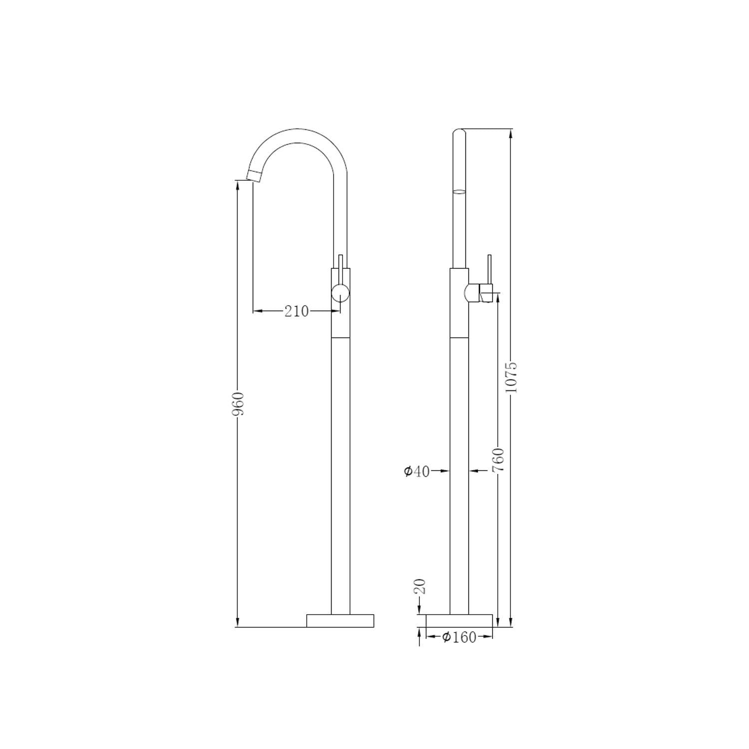 Nero Dolce Floormount Bath Mixer Brushed Gold - Burdens Plumbing