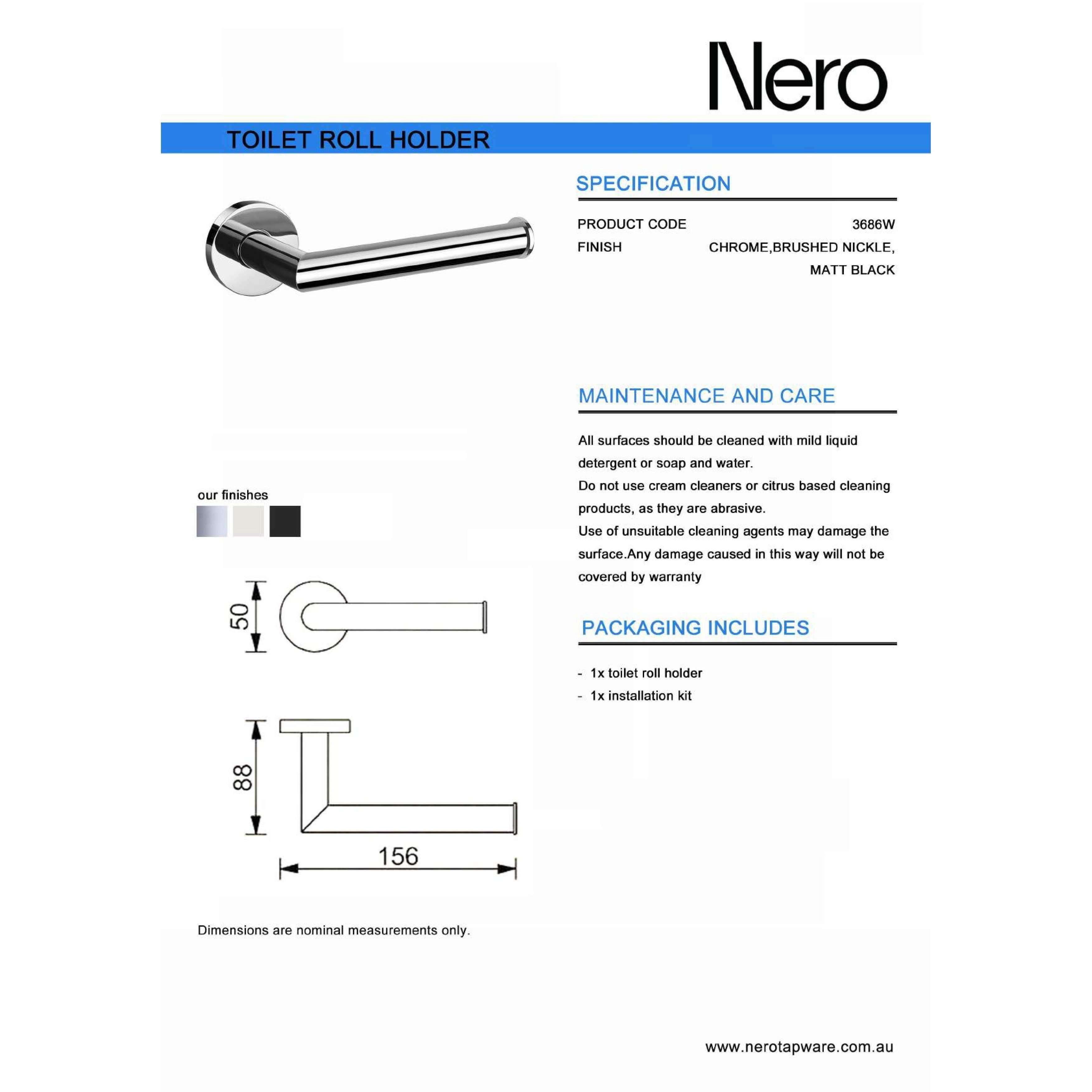 Nero Dolce Toilet Roll Holder - Brushed Nickel - Burdens Plumbing
