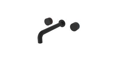 Nero Kara 3 Piece Wall Basin Set 180mm - Matt Black - Burdens Plumbing