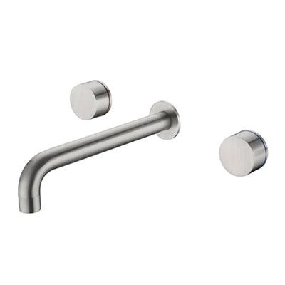 Nero Kara 3 Piece Wall Basin Set 217mm - Brushed Nickel - Burdens Plumbing