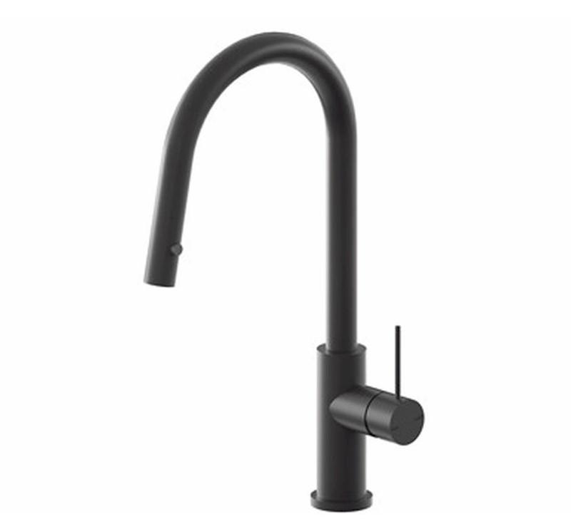 Nero Mecca Pull Out Sink Mixer With Vegie Spray Matt Black - Burdens Plumbing