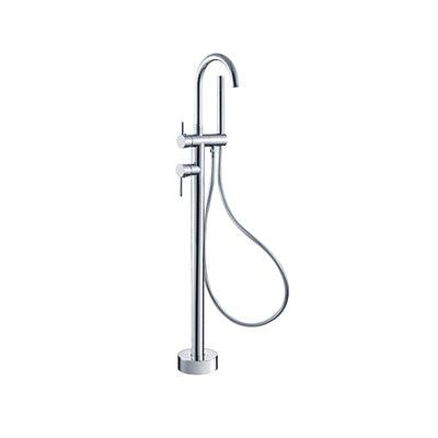 Nero Nova Round Floormount Mixer With Handshower - Chrome - Burdens Plumbing