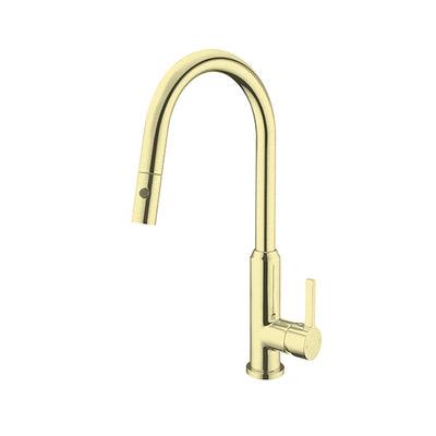 Nero Pearl Pull Out Sink Mixer With Vegie Spray Function Brushed Gold - Burdens Plumbing