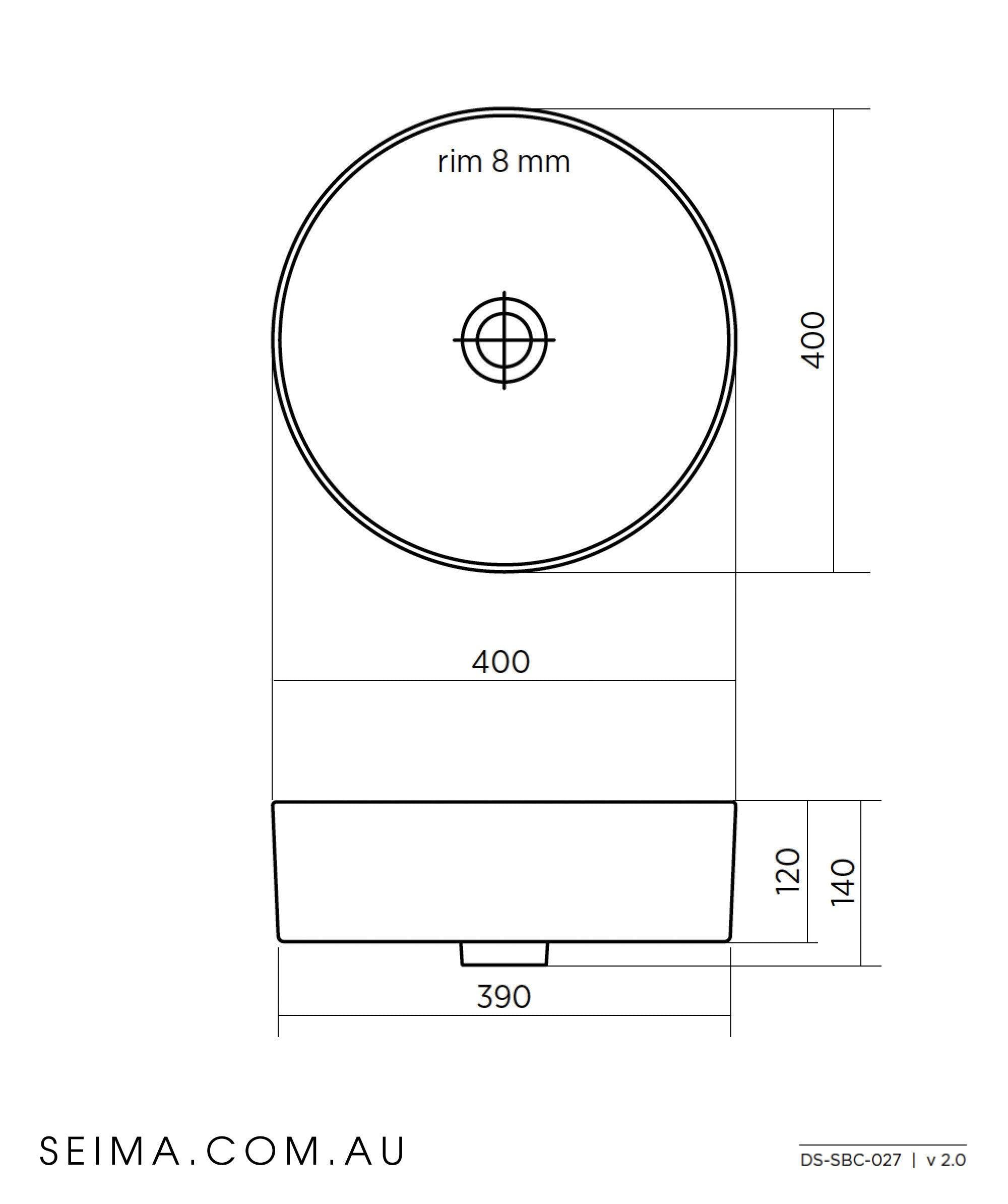 Nimos Slimline Round Above Counter Basin Matte Silk Black Sbc-027K - Burdens Plumbing