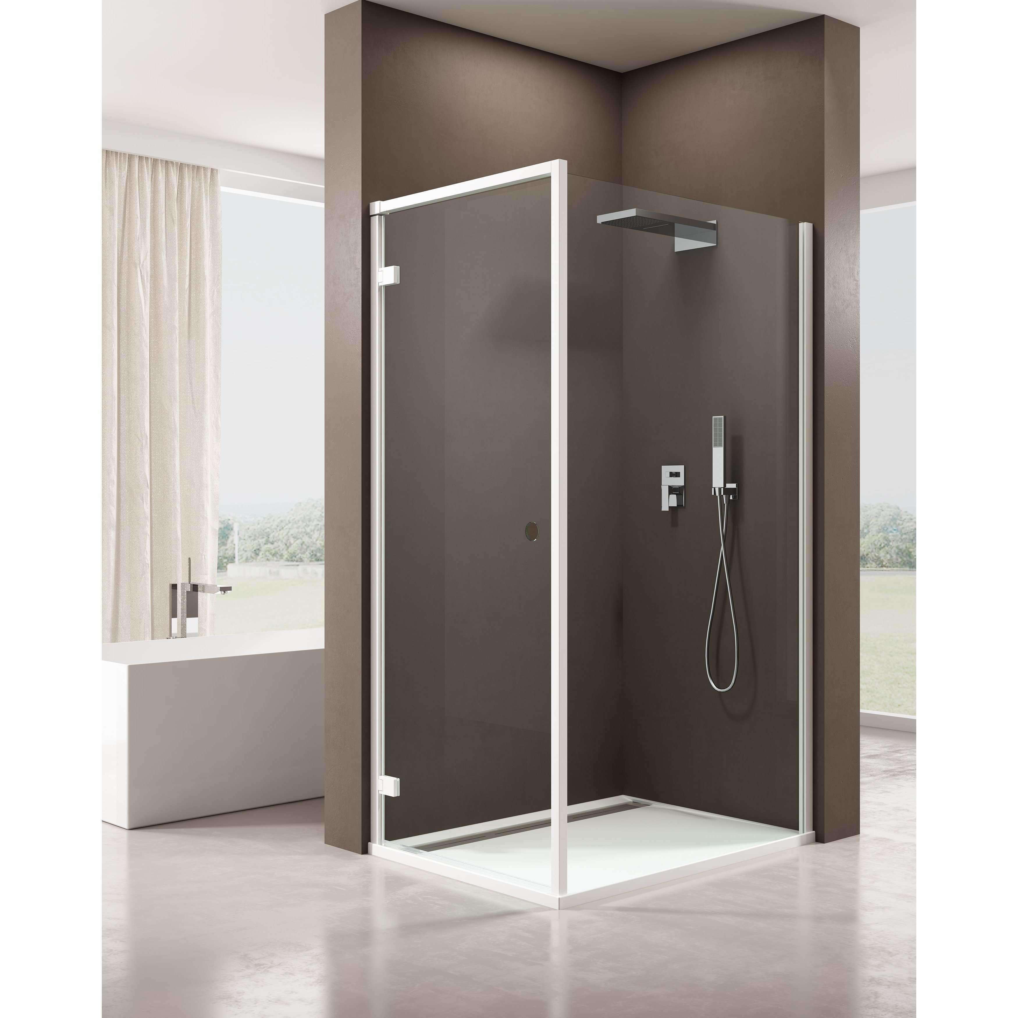 Oceano Kubix Shower Door 900 X 2000 Matt White - Burdens Plumbing