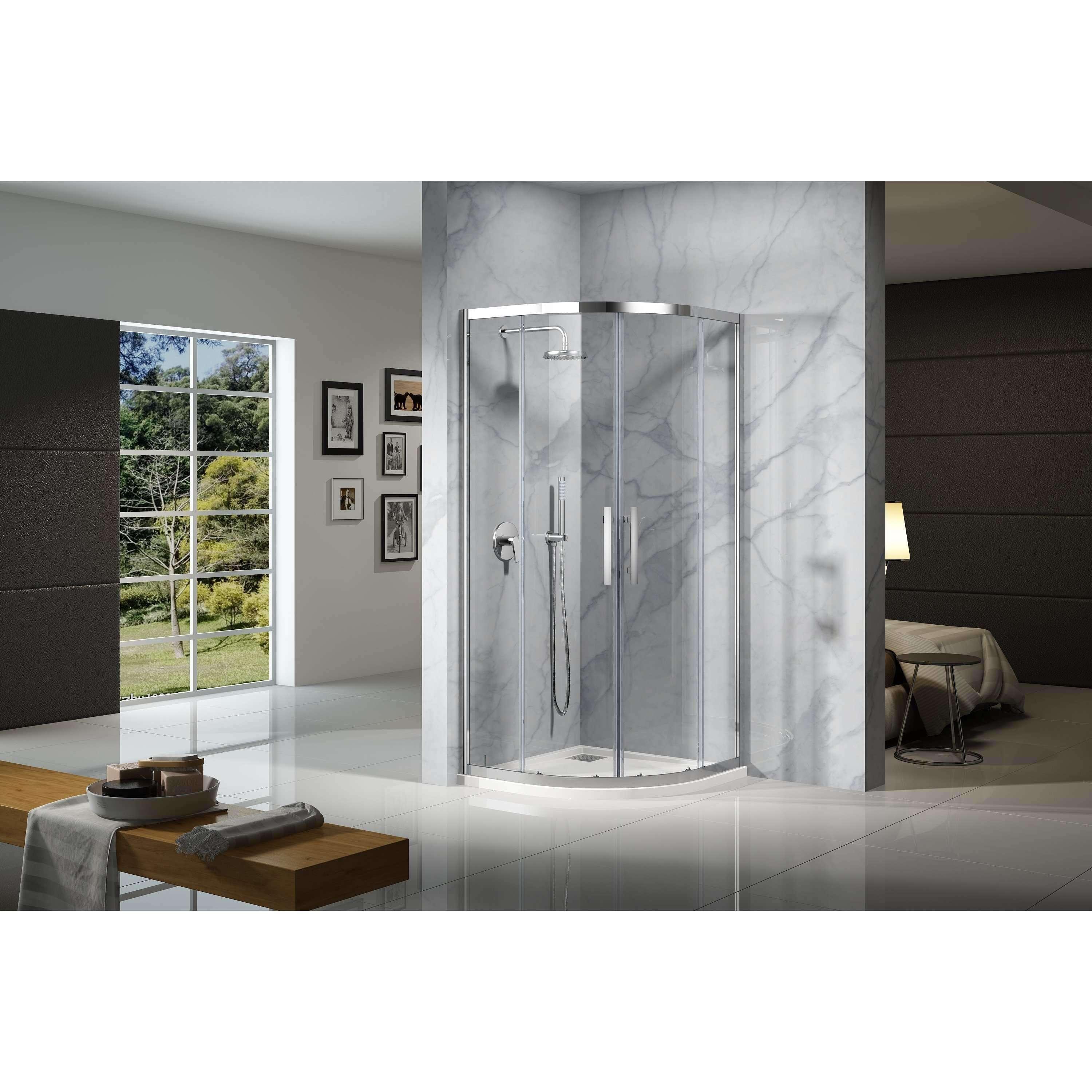 Oceano Louve Curved Slider Front 900 X 900 X 2000 Chrome - Burdens Plumbing