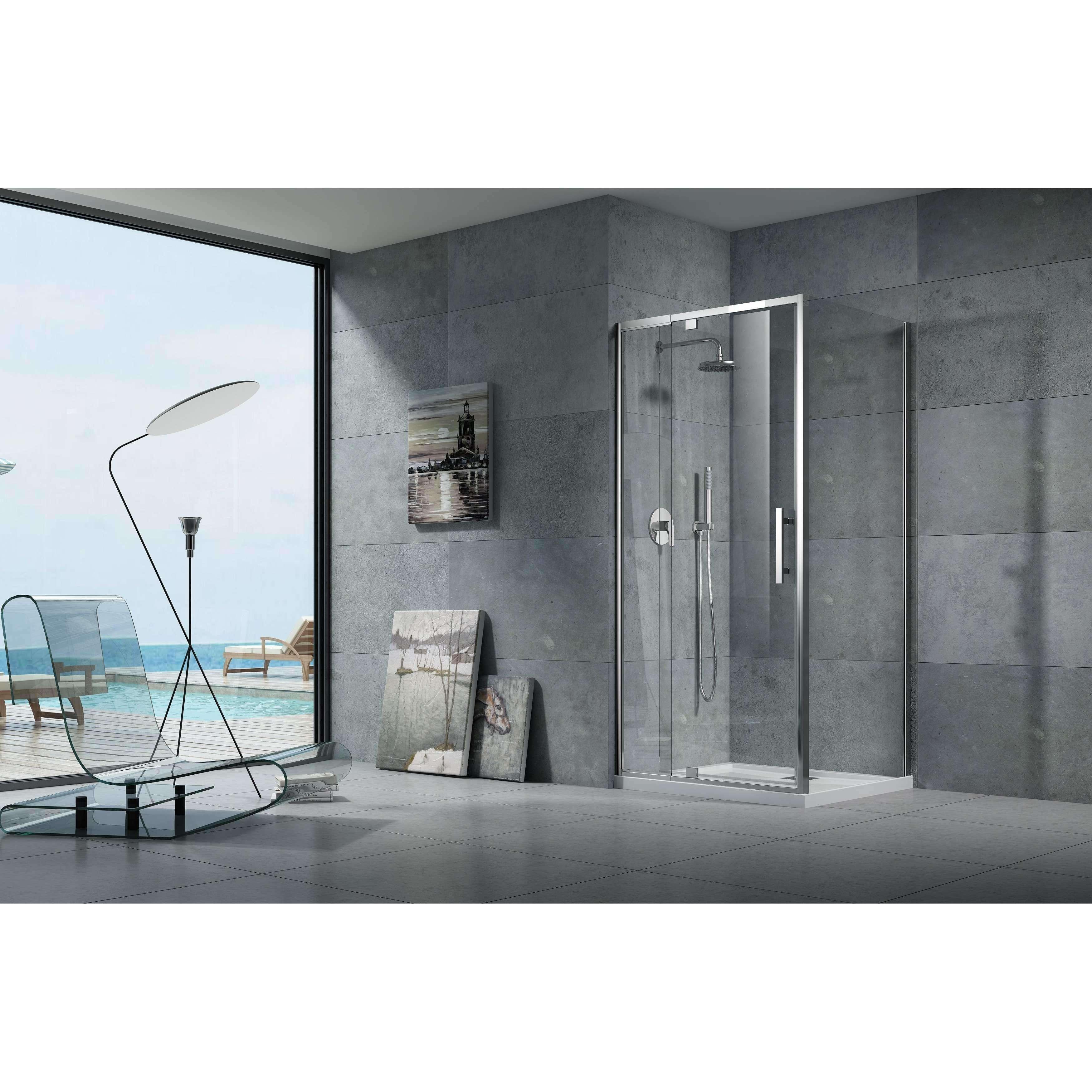 Oceano Louve Square Pivot Return Screen 1000 X 2000 Chrome - Burdens Plumbing