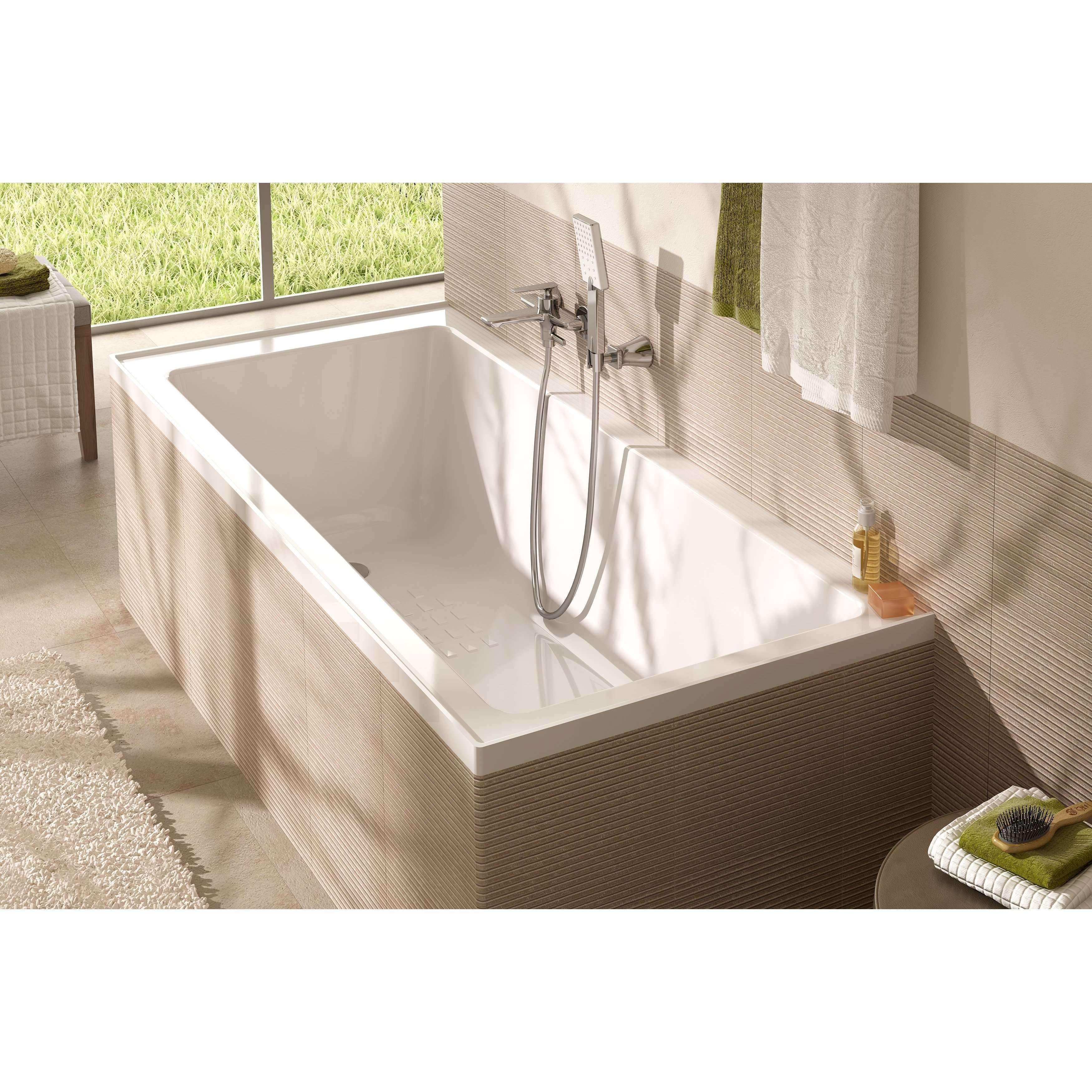 Oceano Urban Inset Bath 1525 X 800 X 470 White Anti Slip - Burdens Plumbing