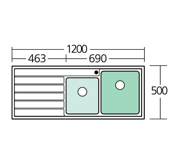 Oliveri Apollo 1 & 3/4 Bowl Sink With L/H Drainer 1Th - Burdens Plumbing
