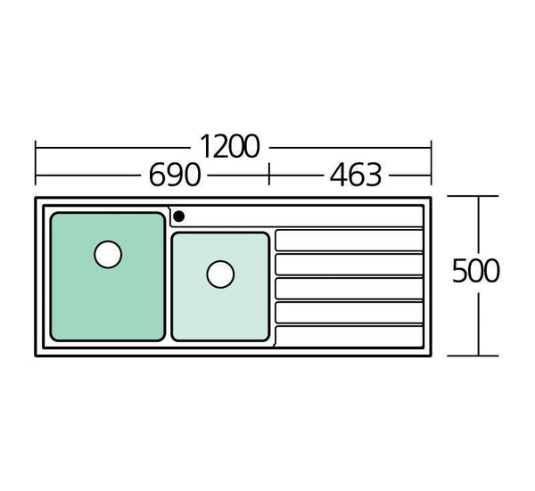 Oliveri Apollo 1 & 3/4 Bowl Sink With R/H Drainer 1Th - Burdens Plumbing