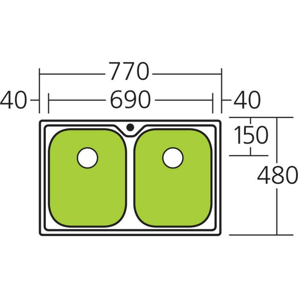 Oliveri Diaz Double Bowl Topmount Sink 1Th - Burdens Plumbing