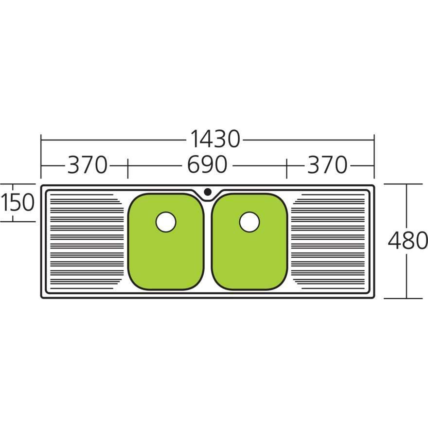 Oliveri Diaz double bowl topmount sink with dbl drainer 1TH - Burdens Plumbing