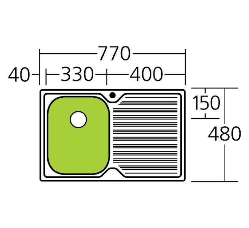 Oliveri Diaz Single Bowl Topmount Sink With R/H Drainer 1Th - Burdens Plumbing