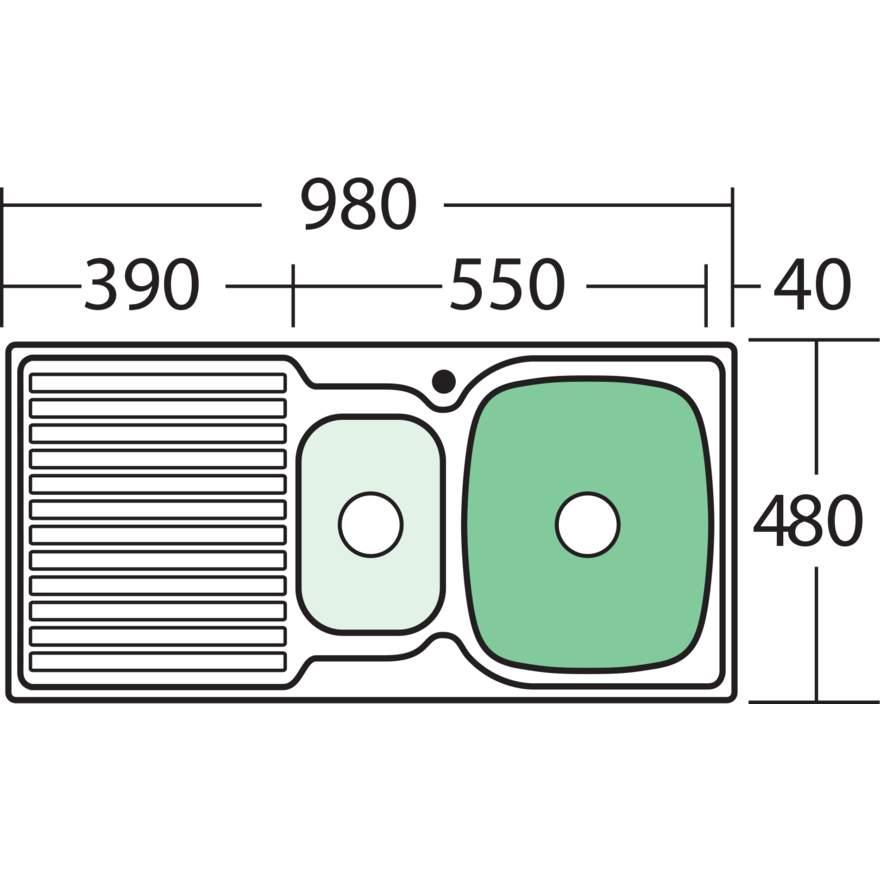 Oliveri Endeavour 1 & 1/2 Bowl Topmount Sink L/H Drainer 1Th - Burdens Plumbing