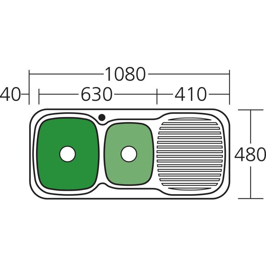 Oliveri Lakeland 1 & 3/4 Bowl Topmount Sink R/H Drainer 1Th - Burdens Plumbing