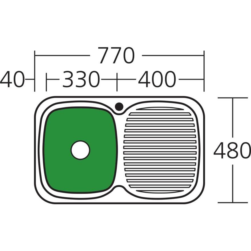 Oliveri Lakeland Single Bowl Topmount Sink R/H Drainer 1Th - Burdens Plumbing