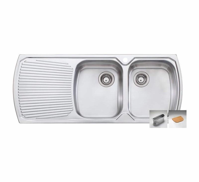 Oliveri Monet Double Bowl Topmount Sink L/H Drainer 1Th - Burdens Plumbing