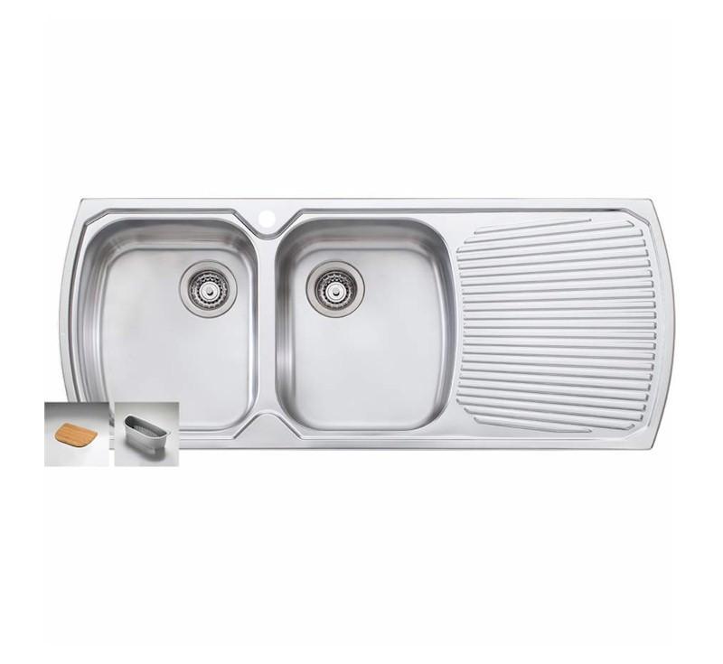 Oliveri Monet Double Bowl Topmount Sink R/H Drainer 1Th - Burdens Plumbing