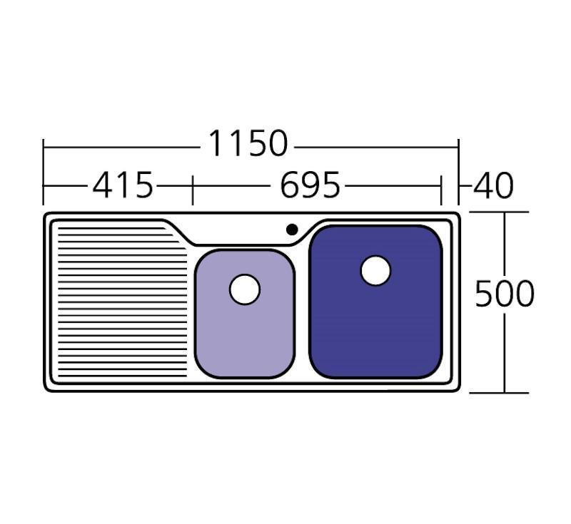 Oliveri Nu-Petite 1 & 3/4 Bowl Topmount Sink L/H Drainer 1Th - Burdens Plumbing