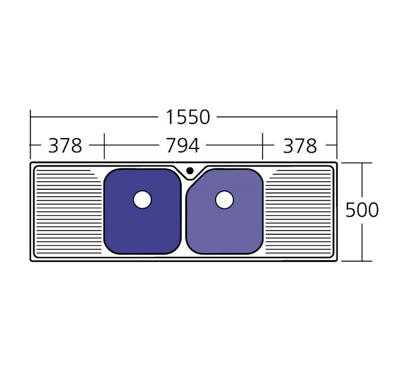 Oliveri Nu-Petite Dbl Bowl Topmount Sink W Dbl Drainer 1Th - Burdens Plumbing