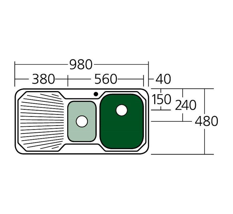 Oliveri Petite 1 & 1/2 Bowl Topmount Sink L/H Drainer 1Th - Burdens Plumbing